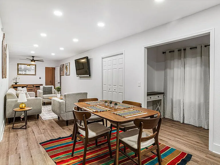 Dining area and living room