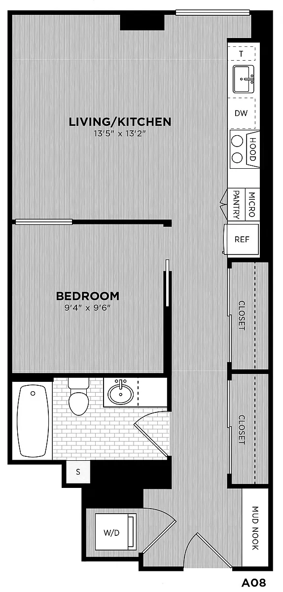 Floor plan 1 Bed - 1 Bath | Bengtsson A08