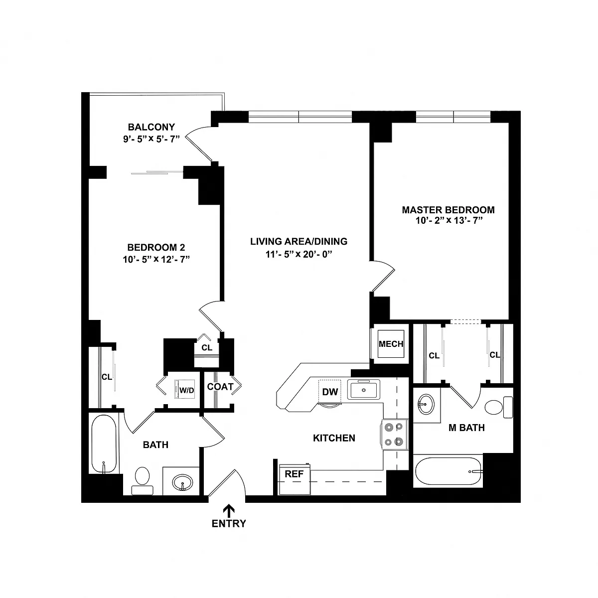Floor plan 2 Bed/2 Bath-B01