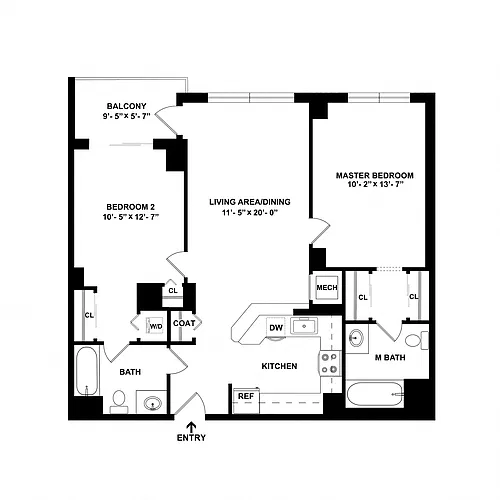 Floor plan 2 Bed/2 Bath-B01