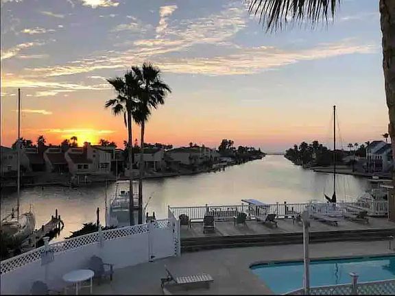 sunset view from outdoor pool