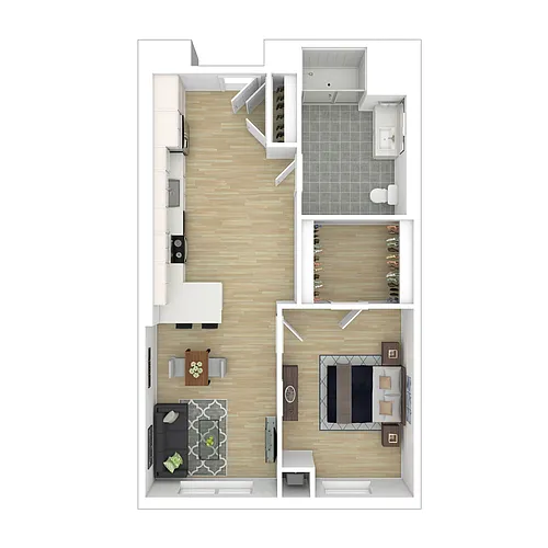 Floor plan Lincoln One Bedroom - Income Restricted