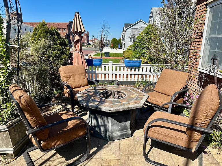 Front yard with fireplace