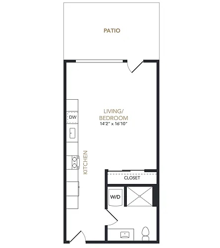 Floor plan Studio MFTE B (With Patio)