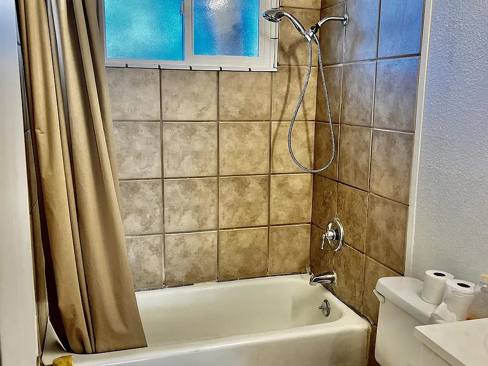 Bathroom with tub.