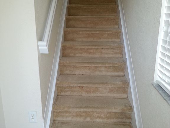 Stairs lead to living area