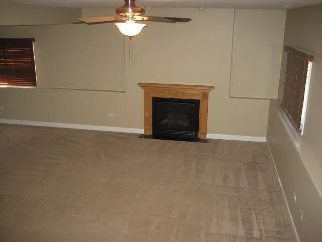 Kitchen looking down into Family Room Gas Fireplace