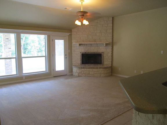 Rock fireplace in Living