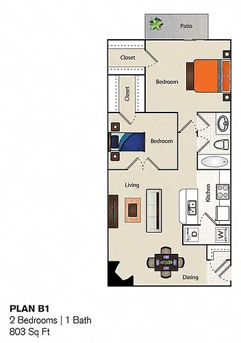 Floor plan 2 Bedroom 1 Bathroom C
