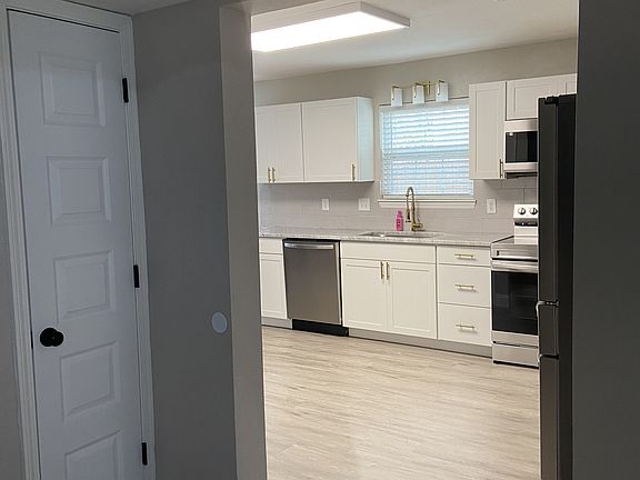 View from living room into kitchen