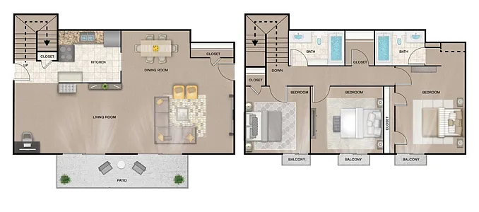Floor plan 3X2 Townhouse 50SA