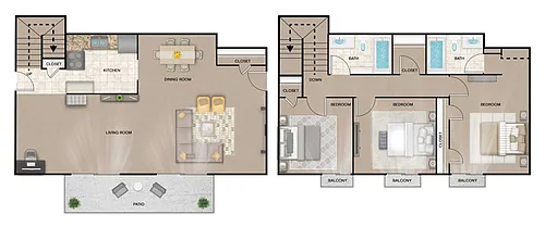 Floor plan 3X2 Townhouse 50SA