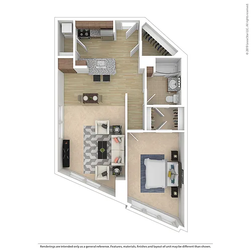 Floor plan One Bedroom - E1C