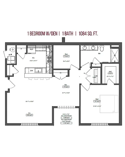 Floor plan 1 Bedroom Den
