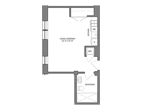 Floor plan Studio 1 Bath Kudrow