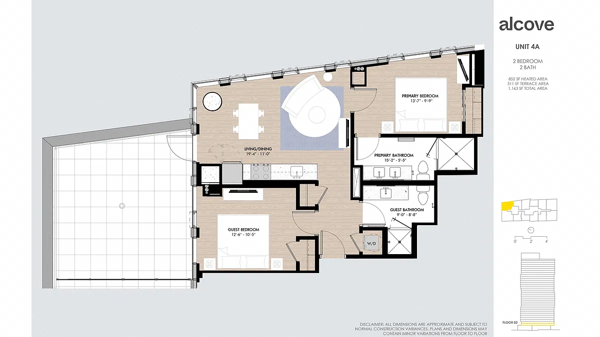 Floor plan Alcove One Bedroom with Den 04 Level 2