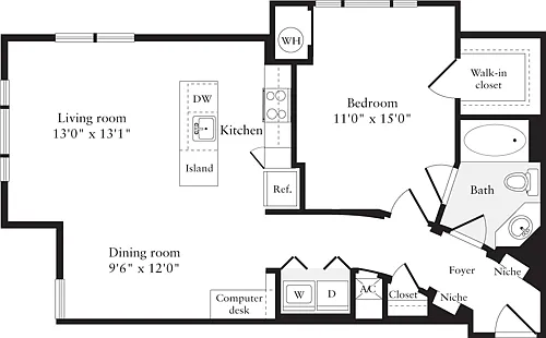 Floor plan 1 Bedroom I