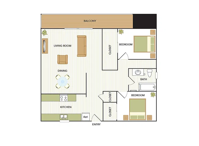 Floor plan Two Bedroom One Bath