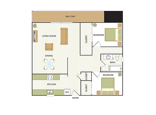 Floor plan Two Bedroom One Bath