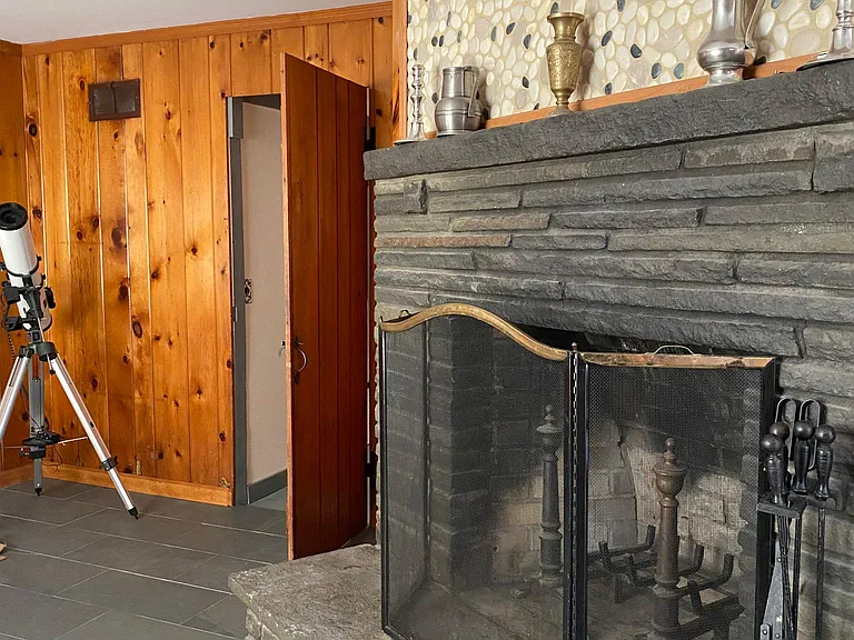 Den with Decorative Fireplace