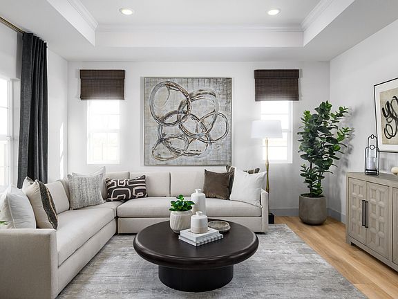 Great room with luxurious wood flooring