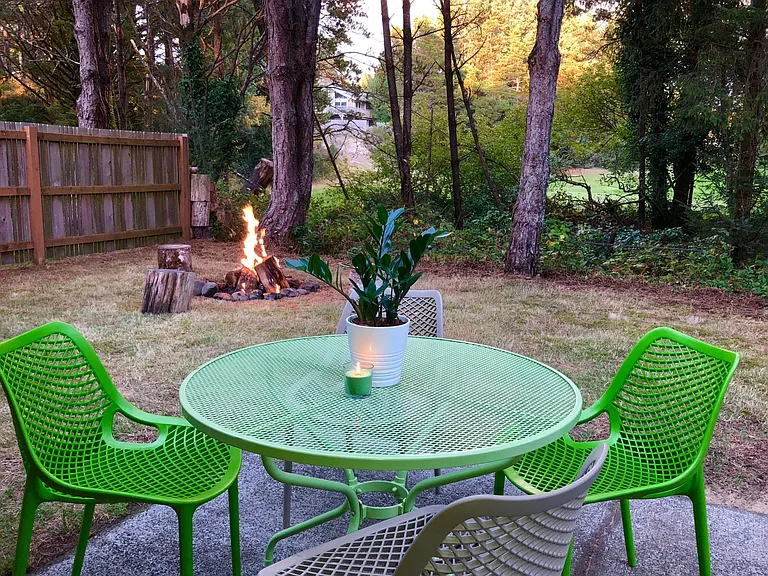 River rock fire pit - go for it.