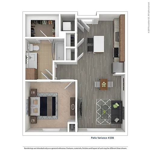 Floor plan A01 - 1 bed/1 bath