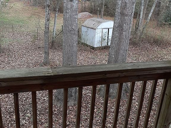 Storage building off back deck