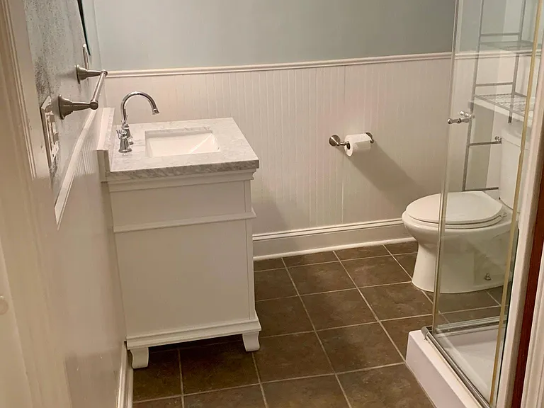 Lower level bath with shower