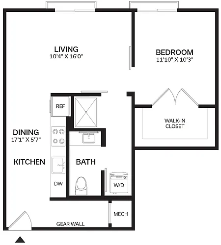 Floor plan 1 Bed/1 Bath-A6