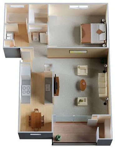 Floor plan One Bedroom, One Bath Income Restricted