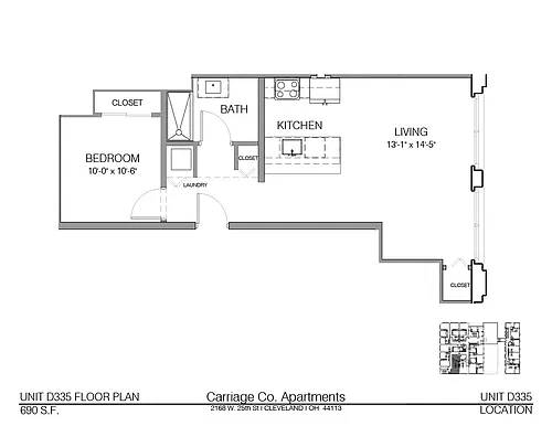 Floor plan c1-690 - 1 bed, 1 bath