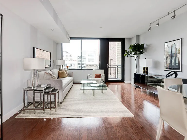 view of the living room dining area, from the kitchen