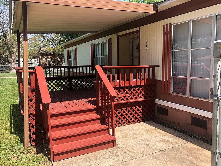 Decked and covered porch.