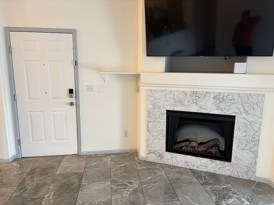 Fireplace. The tv can be included in rent or taken out.