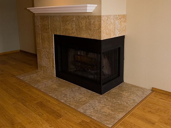 Custom tiled fireplace