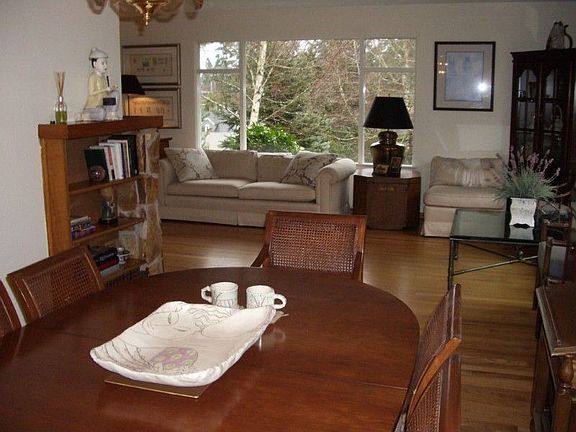 Around the corner from the living room is the formal dining room.