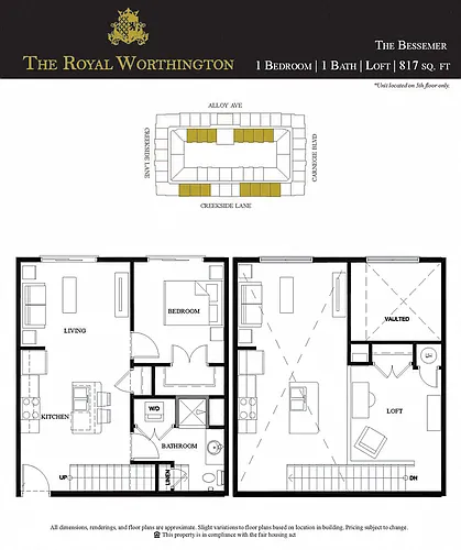 Floor plan 1B/1B/Loft Bessemer