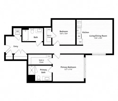 Floor plan 2 Bed - 2 Bath | b04 - Judd