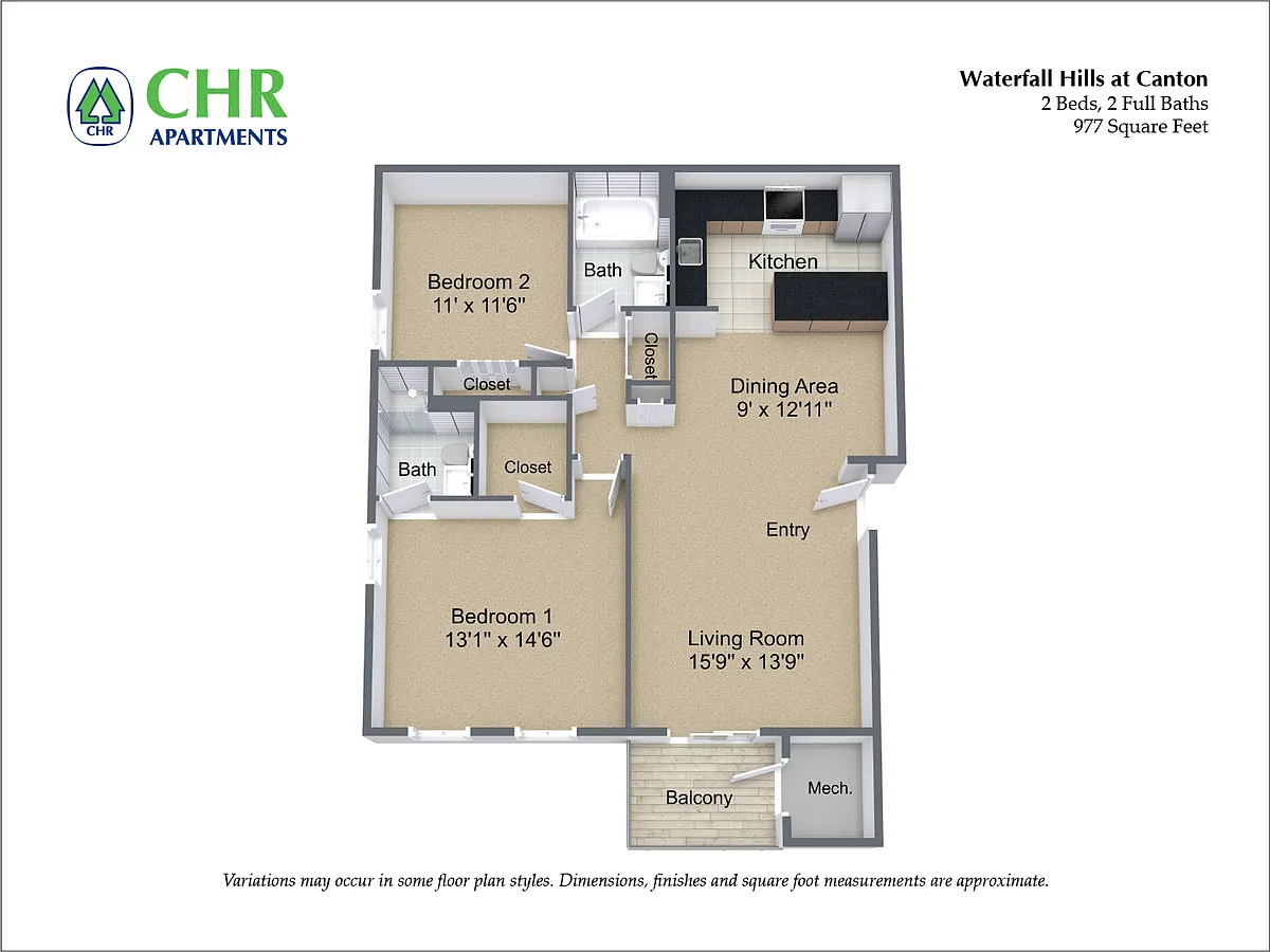 Floor plan 2 Bed/2 Bath