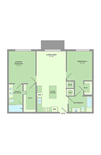 Floor plan 2 Bedroom, 2 Bathroom