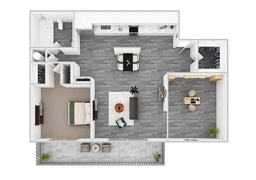 Floor plan 1-Bedroom with Den