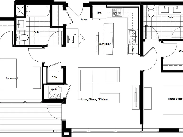 Luxe on Chicago - 4 - 2x2 - 2 Beds - 2 Baths - 1064 Sq. ft.