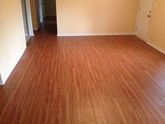 Vinyl wood flooring in living room and hallway