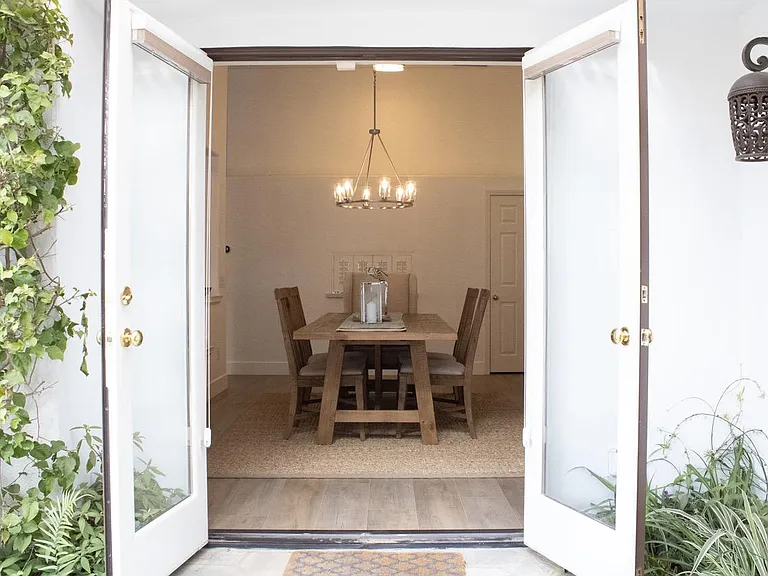 View of dining room from the courtyard.