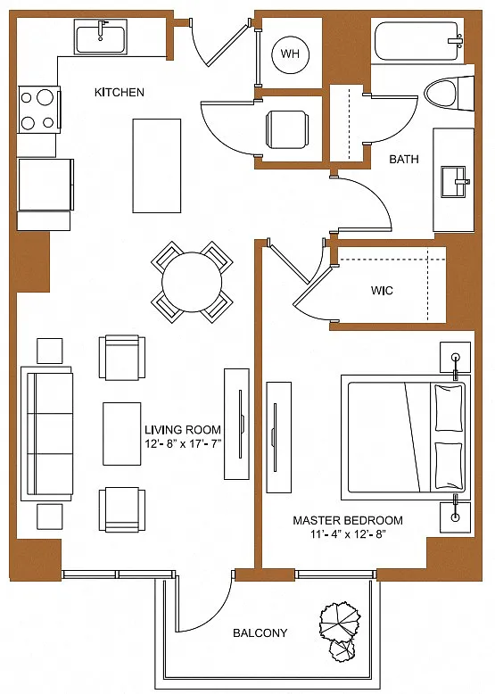 Floor plan 1 Bed/1 Bath-A3