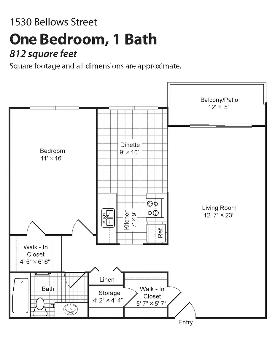 Floor plan 1 Bedroom 1 Bath