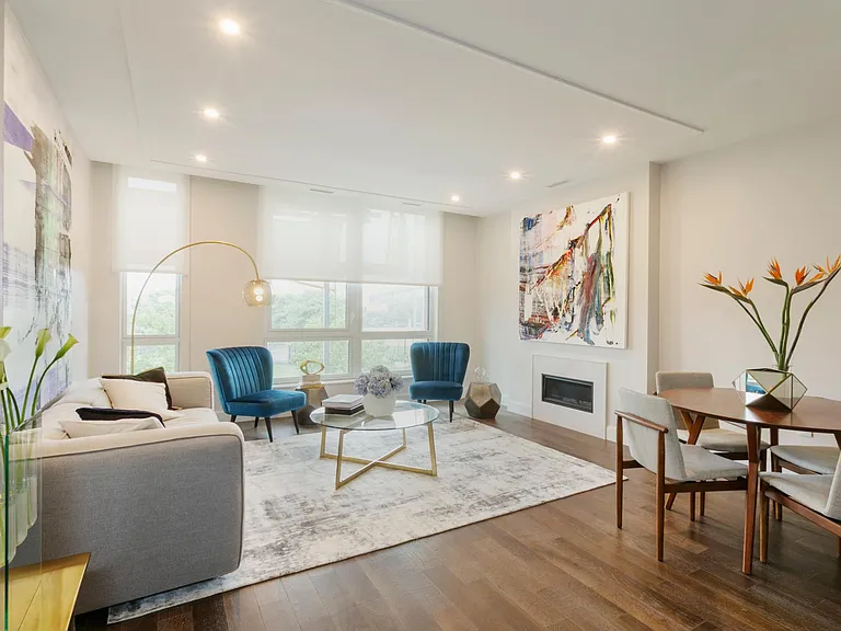 Living Area with Park Views & Fireplace