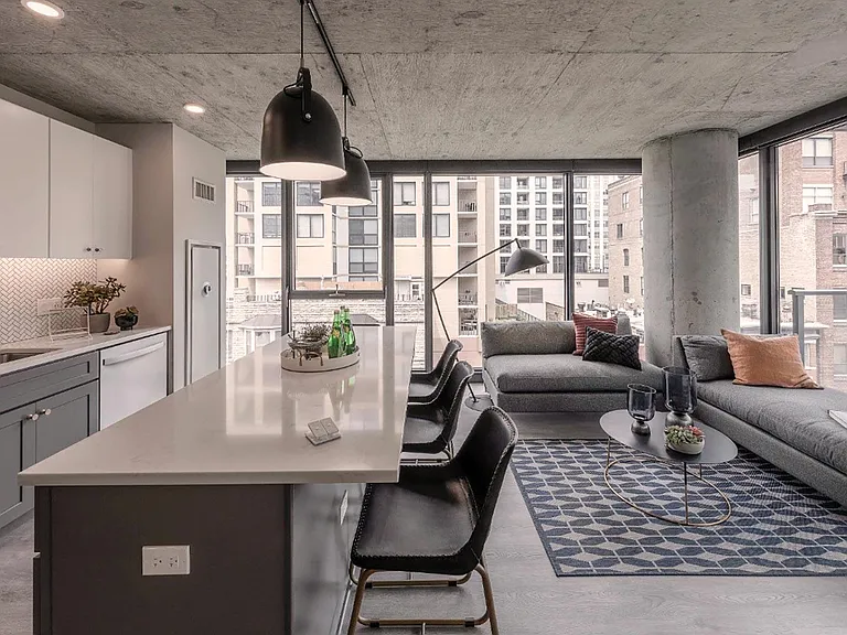 Marlowe Apartments Chicago Modern Corner Unit Living Room