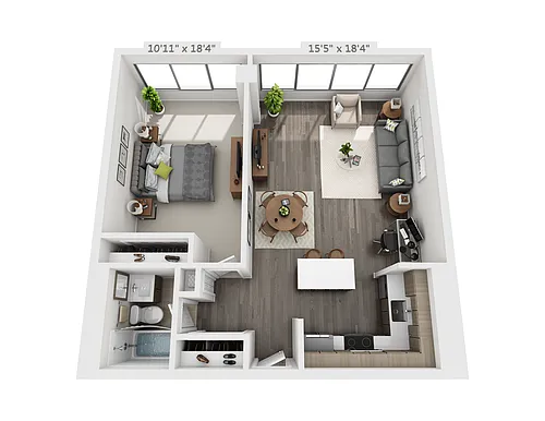 Floor plan Large One Bedroom B3
